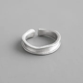 

1pc Authentic S925 Sterling Silver FINE Jewelry irregular roughness TWO-LINE hammer handmade band ring TLJ728