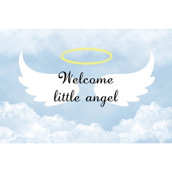 

Sky Cloud Wing Angel Newborn Baby Shower Boy Birthday Backdrop Vinyl Custom Photographic Background For Photo Studio Photophone