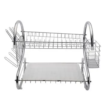 

S-Shaped 2 Layers Dish Rack Tableware Shelf Plate Cutlery Cup Rack Bowl Rack Kitchen Dish Shelf Cutlery Accessories