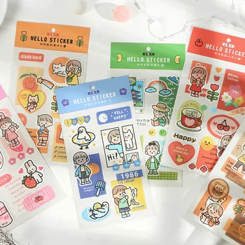 

Mohamm 2 Pcs/pack Kawaii Cartoon Mini Korea Sticker Flakes Scrapbook Paper Sticker Stationery Accessories School Supplies