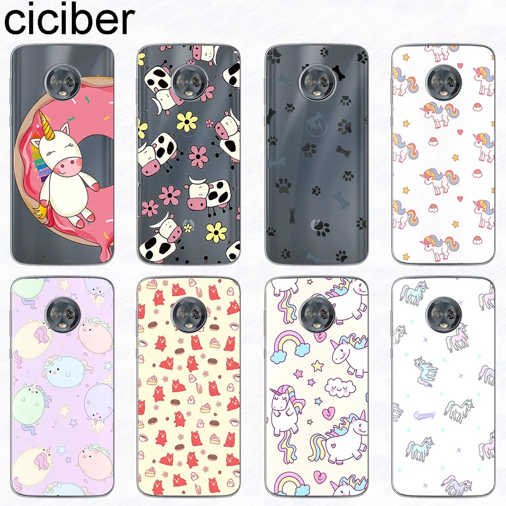 

ciciber Phone Case for Motorola Moto G6 G5 G5S E5 E4 C ONE Z2 Z3 G4 Plus Play M X4 P30 Power Note TPU Cover Animal Unicorn Coque