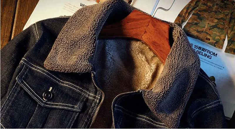 KIOVNO Men Winter Warm Jeans Jackets Outwear With Fur Collar Fleece Lined Thick Denim Jackets Coats For Male Size M-5XL Thermal (6)