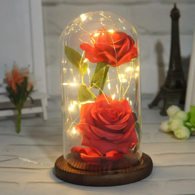 

Beauty and the Beast Red Roses in a Glass Dome Valentine Gift Birthday Gift Wedding Mother's Day