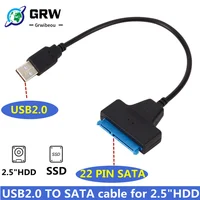 USB 2.0 to SATA 22-pin copper core adapter and ABS cable HDD SSD external hard drive conversion cable suitable for 2.5 inch SSD