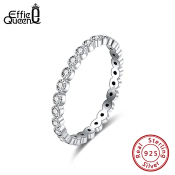 

Effie Queen 100% 925 Sterling Silver Women Eternity Ring AAAA Zircon Wedding Band Engagement Anniversary Jewelry Gifts KSR145