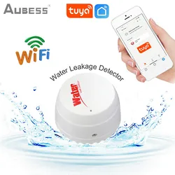 Aubess WiFi Tuya Water Leak Detector Flood Sensor Water Tank Full Water Linkage Alarm Smart Life APP Remote Monitoring