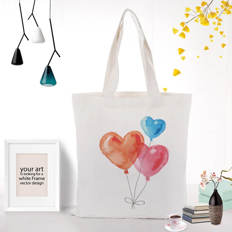 BALLOON024 Воздушный шар с рисунком текст DIY сумка складная багандбэг Холщовая Сумка сумка для покупок с персонажем из мультфильма печать на заказ Печать Логотип повседневное использование эко - Цвет: BALLOON024