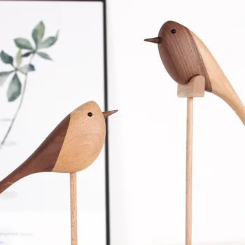 

Danish wood ornaments jewelry carving wooden play Home Furnishing Nordic style puppet Home Furnishing features wood bird ZM902