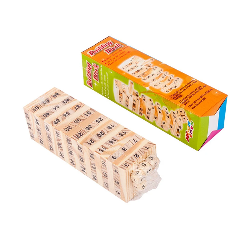 

Children Toy 54Pcs DIY Tower Wood Assembled Building Blocks Toys For Children Family Game Stacker Extract Educational Toy