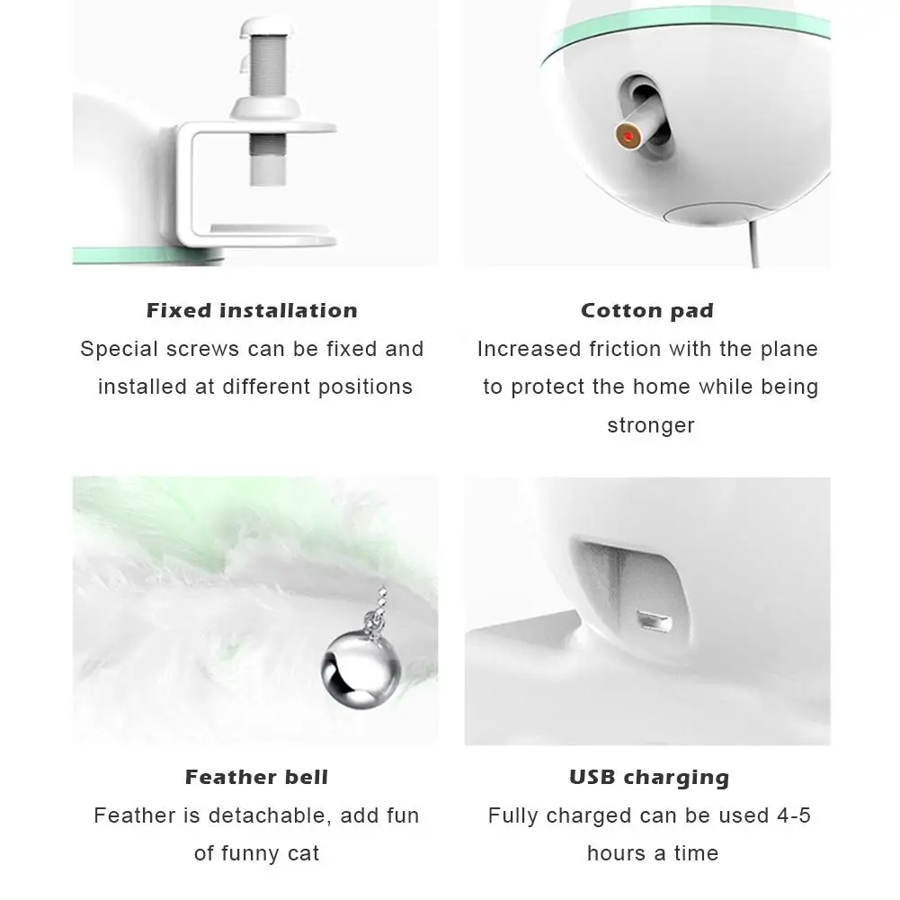 Электронная движущаяся игрушка для кошки в виде шара USB электрическая игрушка для кошки светодиодный светильник забавная палочка для кошки может менять перья можно зажимать игрушки для домашних животных мяч