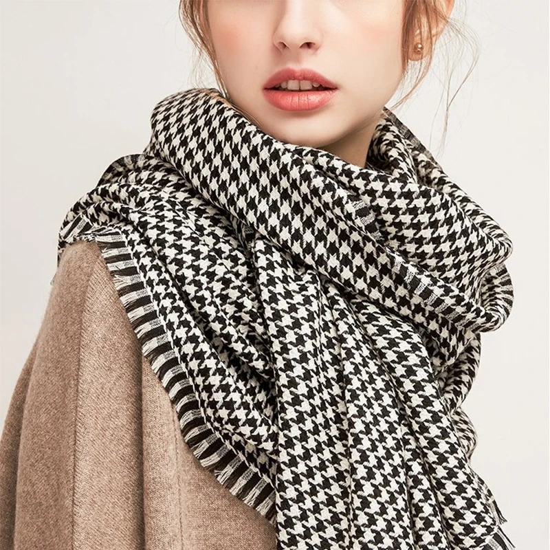 Premium Large Houndstooth Winter Scarf  For Women Man 