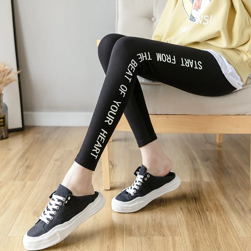 Womens Girls Letter Glow In Dark High Waisted Leggings Women 2020 Autumn Black Grey Night Light Elastic Waist Jeggings Femme