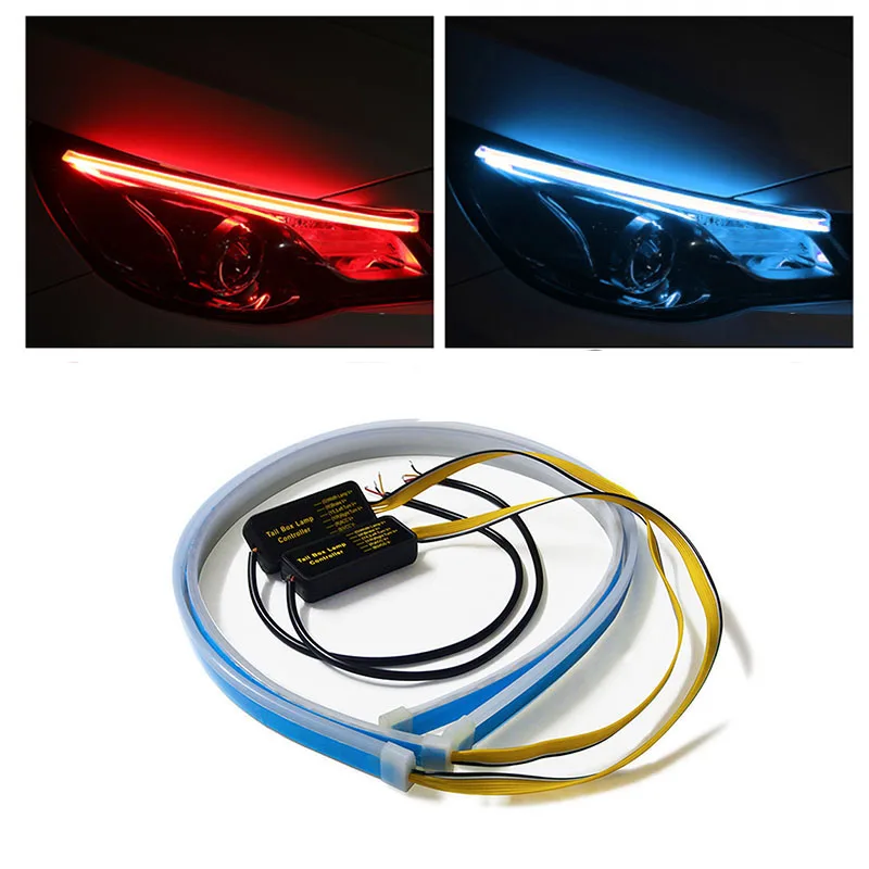 

DRL LED Day Light Car Daytime Running Lights 30cm 45cm 60cm White Yellow Flexible DRL for Headlight with Turn Signal Lights