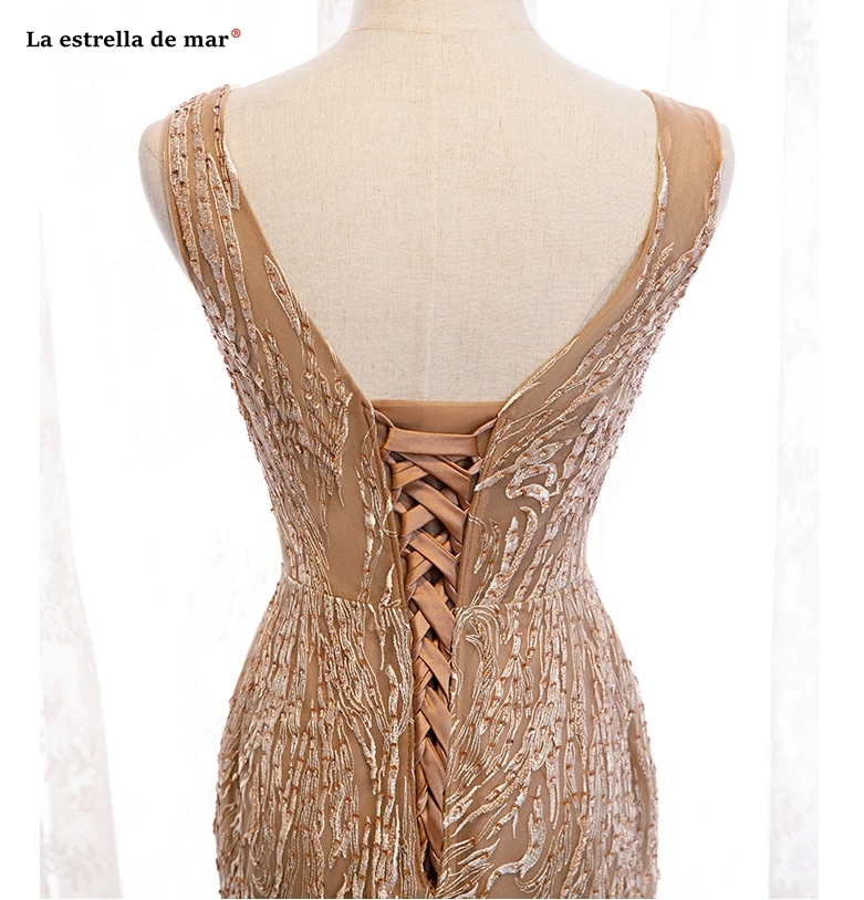 Vestido formatura новые кружевные платья с кристаллами и v-образным вырезом цвета шампанского, золотого цвета, сексуальные платья для выпускного вечера с русалочкой, длинные торжественные платья jurken, большие размеры