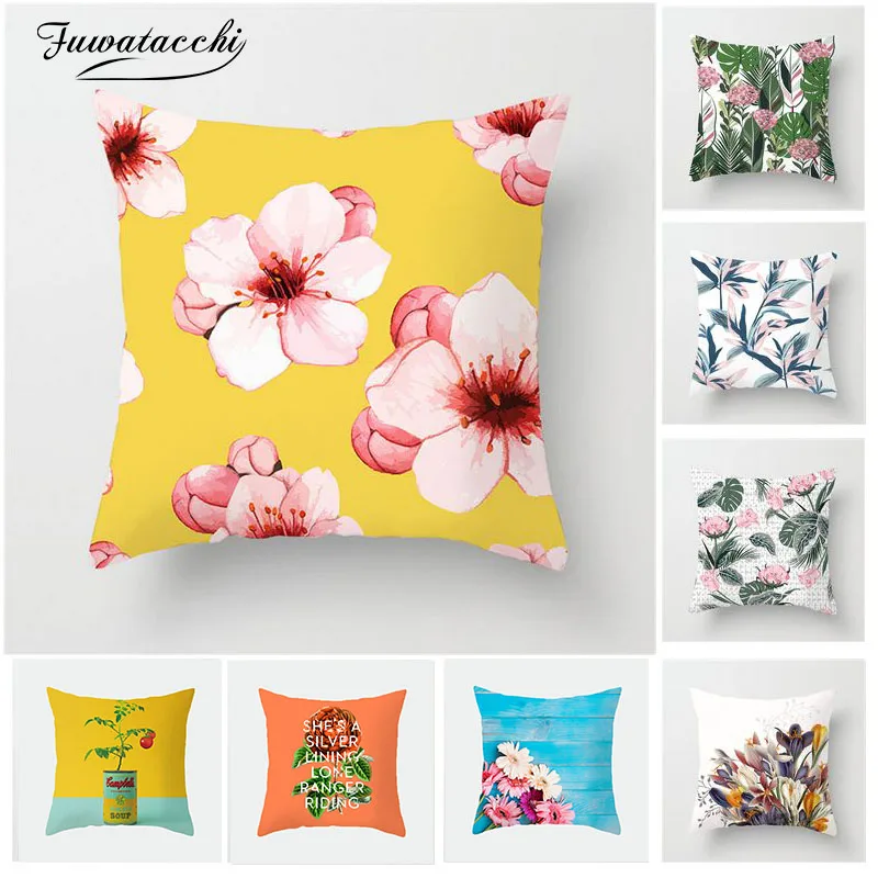 

Fuwatacchi Flower Printed Cushion Cover Daisy Potted Plant Throw Pillow Cover for Home Sofa Chair Decoration Pillowcases 2019