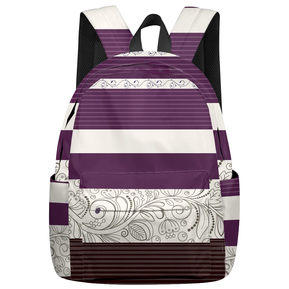 

Vintage Flower Pattern Purple Laptop With Usb Charging Port Multipurpose Daypacks Outdoor Activities Computer Backpack Sports