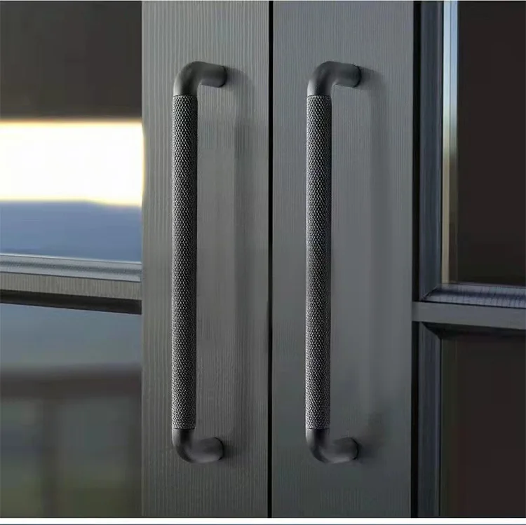 Furniture Hardware - Naples Cabinet Hardware - 5" Centers Cabinet Pull in Knurled Grey   Denmark Stylish Cupboard Pulls 128mm Coffee Knurled Drawer Knobs   2022 Hot Sale Knurled Handle,New Design Coffee Furniture Handle,25mm Round Knob,American Stylish Hardware,Claoset Door Pull