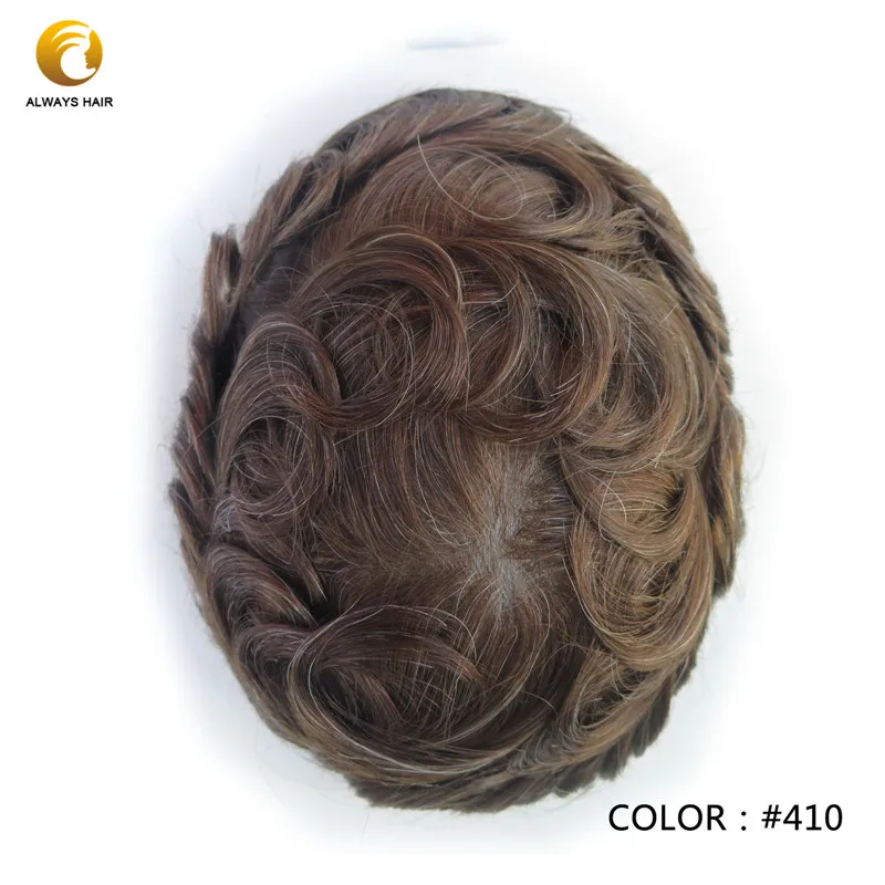 Прочный натуральный парик для волос из натуральных волос, плотность 130% волос, протез, парик на кружеве для мужчин, 6 дюймов, 8x10, моно, в центре, мужской парик для волос - Парик Цвет: 410 #