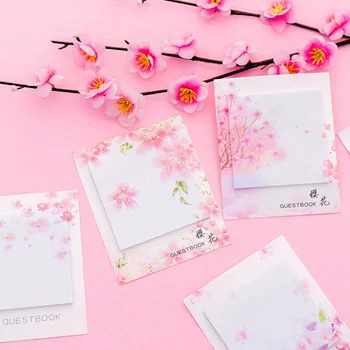

Fresh Aestheticism Cherry Sakura Natural Memo Pad Sticky Notes Shopping Check List School Supply Label