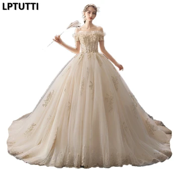 

LPTUTTI Embroidery Beading New Plus Size Princess Bridal Marriage Gown Bride Simple Party Events Long Luxury Wedding Dresses
