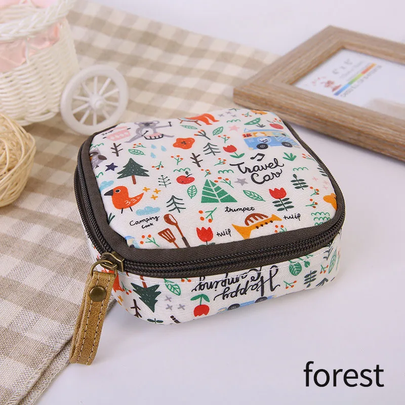 forest Многофункциональный маленький кошелек большой емкости водонепроницаемый милый косметичка с рисунком из мультфильма 12*12 см молния мешок санитарный блокнот-Органайзер - Цвет: forest