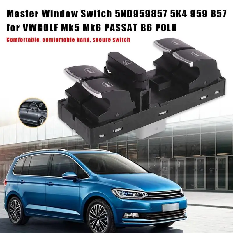 Быстро раскупаемый 1 шт. хром Мастер переключатель окна для VW Golf MK5 MK6 Tiguan Touran Jetta Passat 5ND959857 5ND 959 857 5K4959857 5K4 959 857