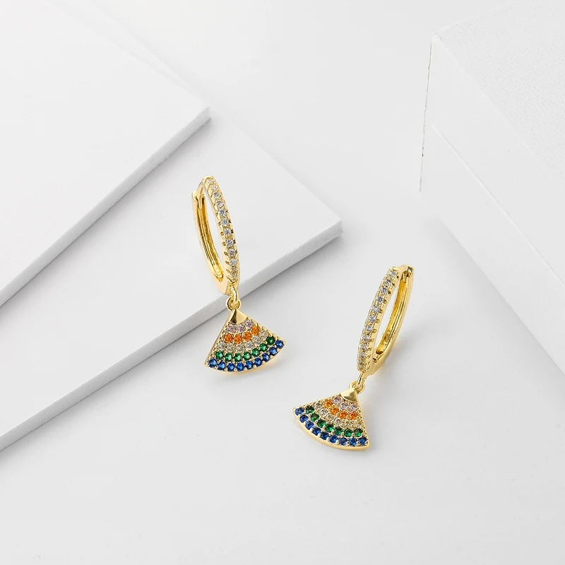 Модные геометрические серьги подвески в форме веера классические кольца с