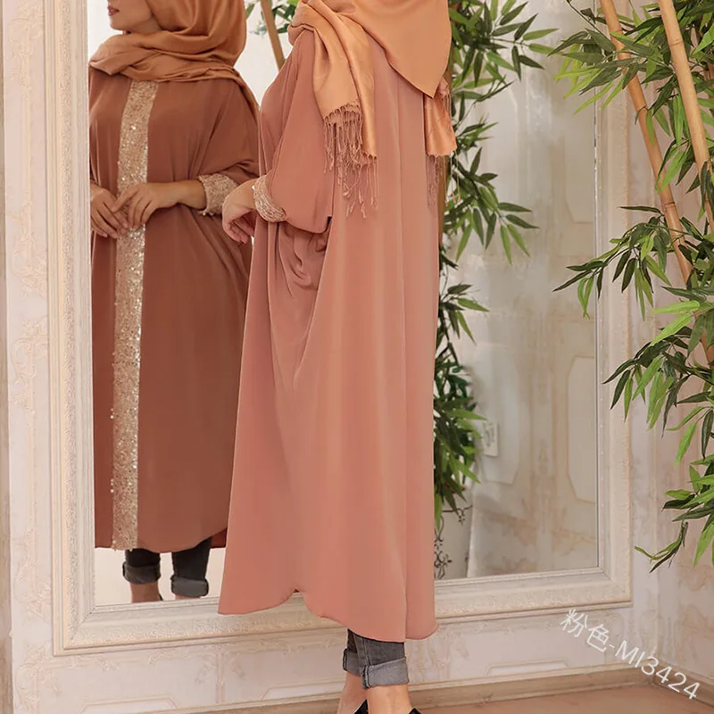 Новинка года; мусульманское платье с блестками; свободное платье с рукавами