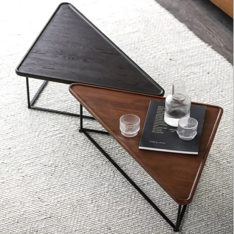 

Nordic luxury triangle coffee table piano paint irregular coffee table living room combination coffee table customization