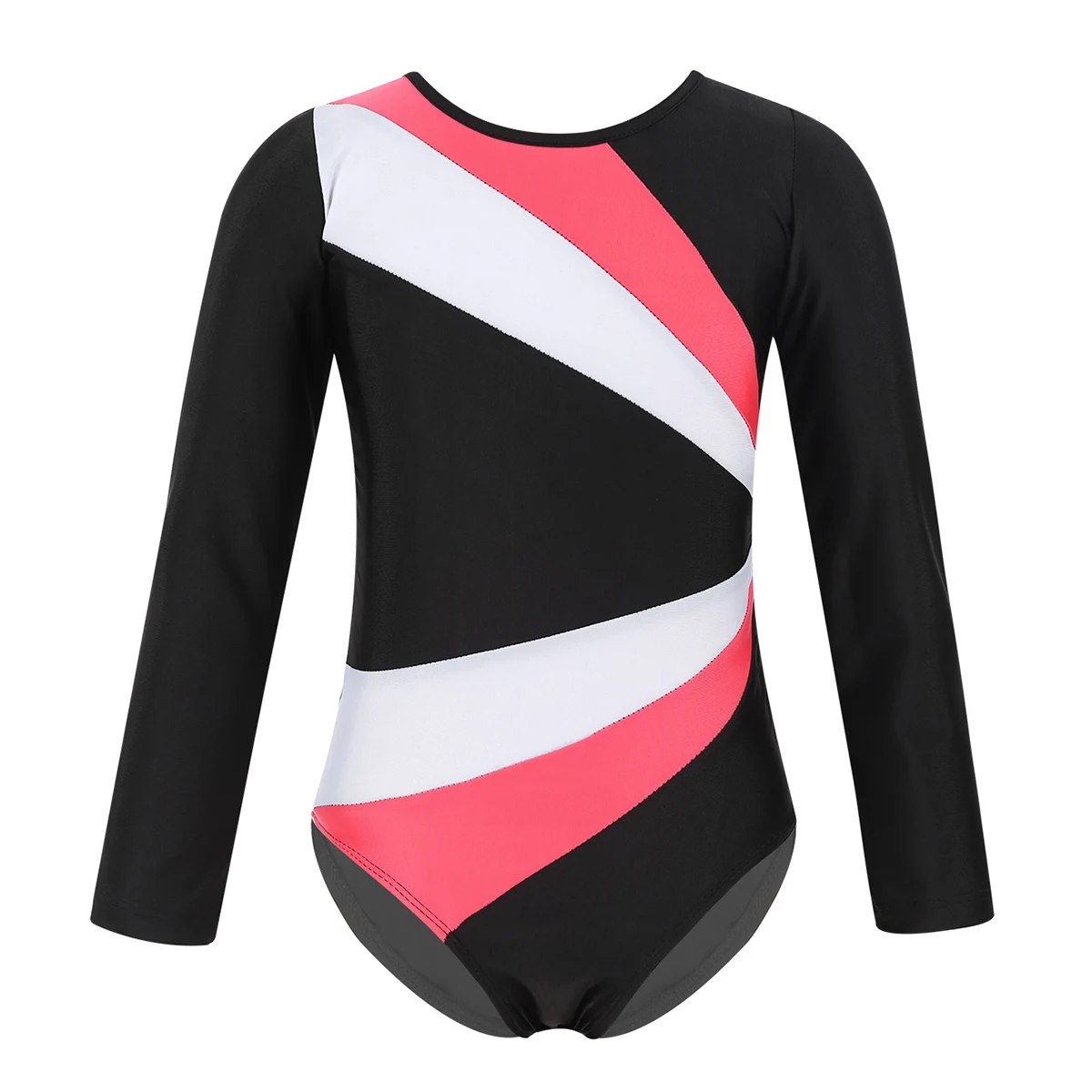 Girls Long Sleeve Gymnastics Leotard, Children's Jumpsuit, Color Block, Cutout Back, Ballet Leotards, Kids Dance Wear