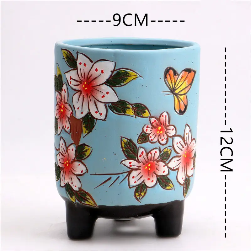 Ceramic vase flower succulent planting seed jar round decorative balcony home living room - Цвет: as picture color