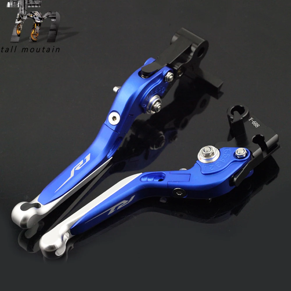 Тормозной рычаг сцепления для YAMAHA YZFR1 YZF-R1 2004-2008 05 06 07 синий+ серебристый Мотоцикл Регулируемый складной выдвижной логотип YZF R1