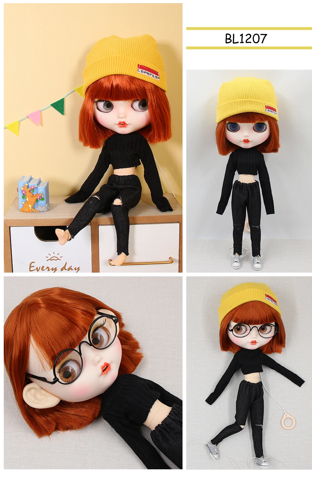 Alivia – Premium Custom Neo Blythe Doll with Ginger Hair, White Skin & Matte Smiling Face 1
