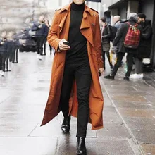 Новинка Повседневная ветровка мужская дикая кнопка дизайн пальто Тренч куртка сплошной цвет длинный Тренч однобортное пальто мужская куртка