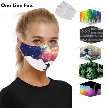 

OneLineFox Oil Printing mouth Mask Reusable Protective PM2.5 Filter Paper Mask Anti Dust Face Mask Bacteria Proof Flu Mask