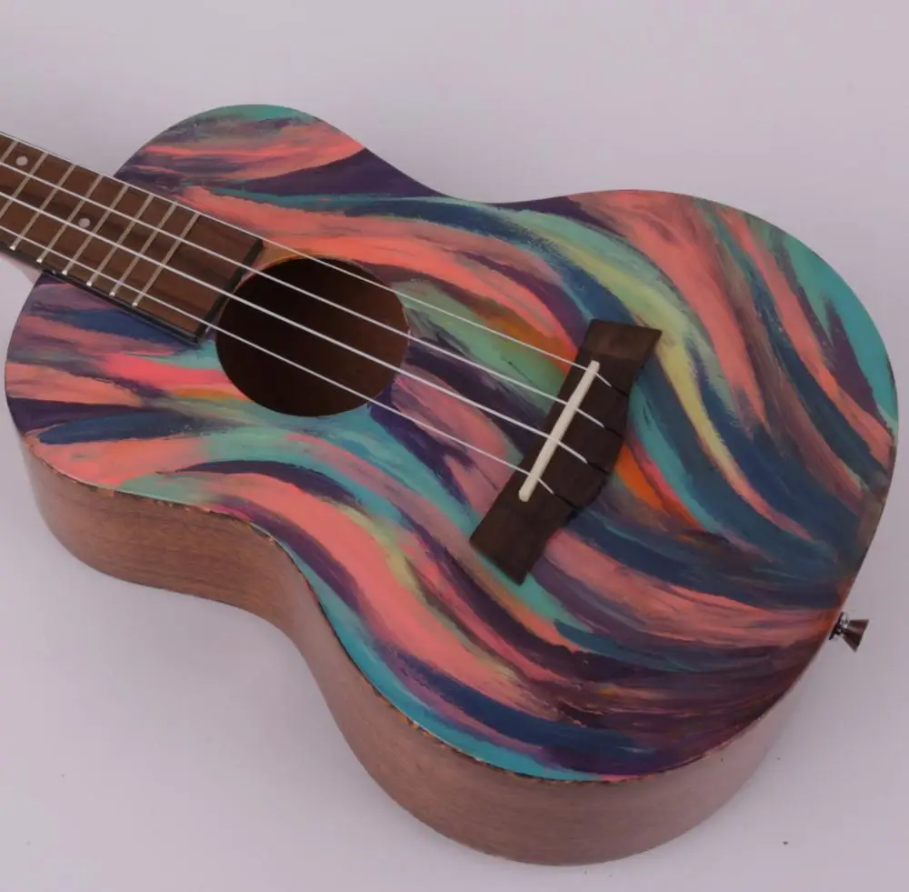 Укулеле из красного дерева хорошего качества с ручным рисунком|Гитара| |
