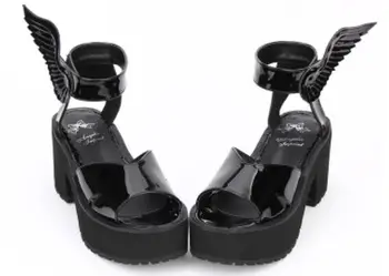 

New Large Size Summer Fashion Women Gothic Platform Sandal Anime Wings Punk Female Halloween Lolita Cosplay Shoes Muffin Sa