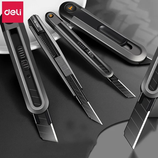 Deli Stainless Steel Stretch Utility Knife Tools Kit Non-Slip Blades Unboxing Knife Faca нож Paper Cut Handicraft Carving Tools 1