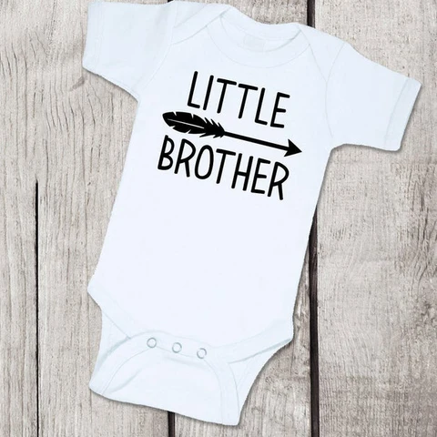 Matching Outfits Brother Matching Sibling Shirts Summer Short Sleeve Tee Shirts Newborn Baby Anouncement Wear