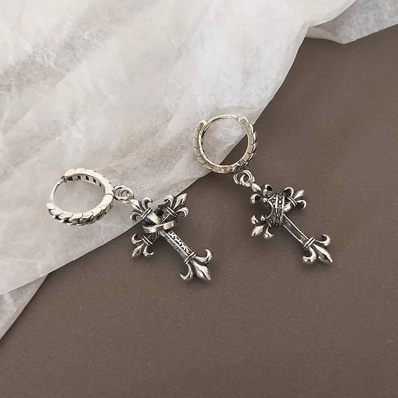 Cross Earrings for Women Antique Cross Ear Buckle Men Women Crown Drop Earrings Fashion Jewelry Wholesale