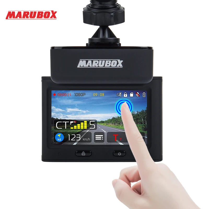 Marubox M700R Фирменный Сенсорный автомобильный видеорегистратор, радар-детектор gps 3 в 1 HD2304* 1296P угол обзора 170 градусов видеорегистратор на русском языке
