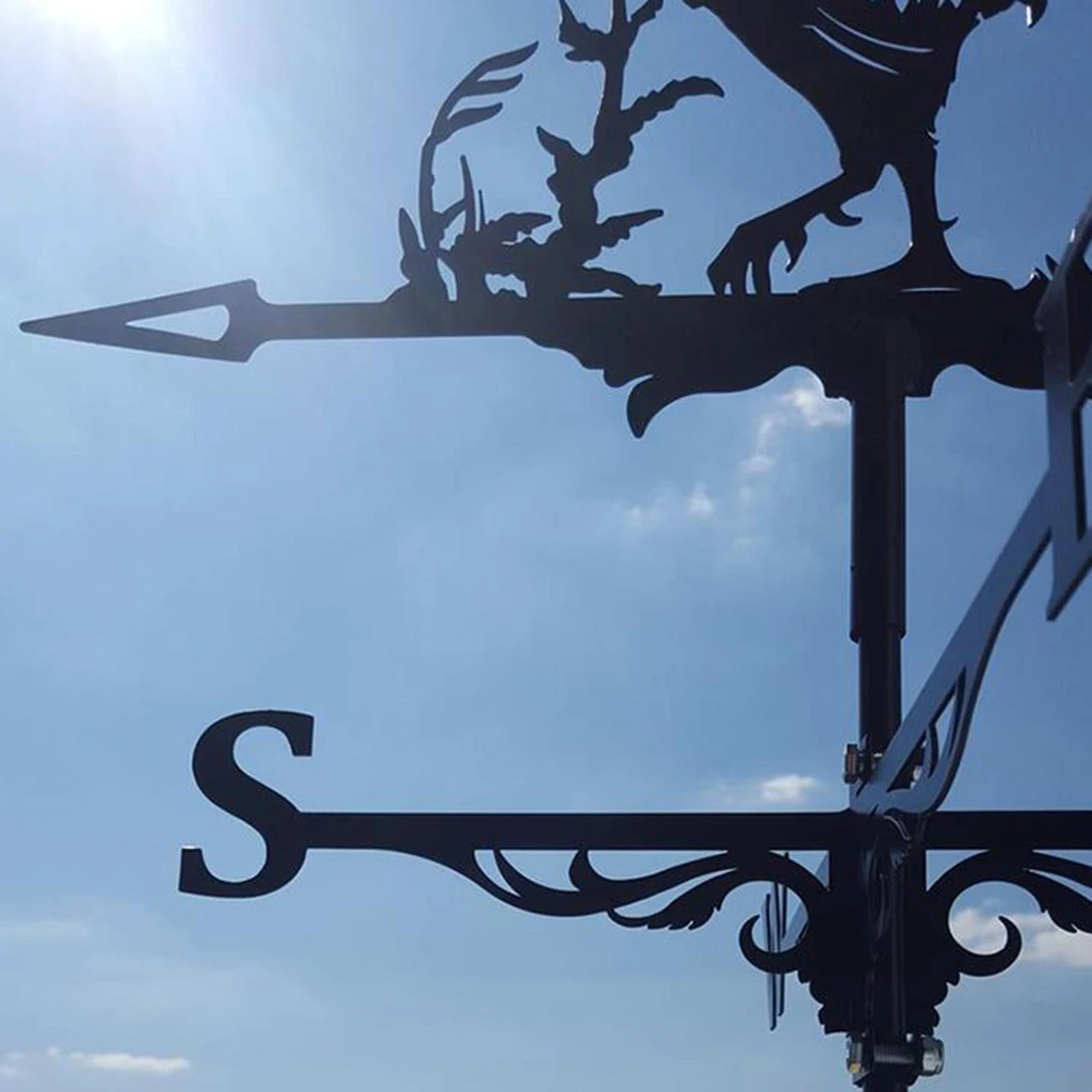 Rooster Weathervane Stainless Steel Roof Mount Weather Vane Garden Yard Farm Wind Spinners Indicator Decorative Stakes