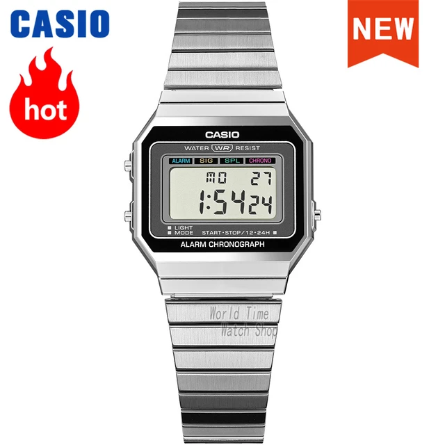 Casio silver watch for men LED digital Waterproof Quartz Small square table  military Wrist Watch relogio masculi A158WA1D