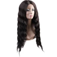 Современные королева длинные кудрявые 28 дюймов волна синтетический парик для женщин натуральный черный парики средняя часть термостойкие волосы