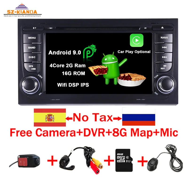 Android 9,0 автомобильный gps-навигатор для Audi A4 B6 B7 S4 B7 B6 RS4 B7 SEAT Exeo dvd-плеер радио Wifi Bluetooth Автомобильный мультимедийный плеер - Цвет: 4Core 2G Ram 16G Rom