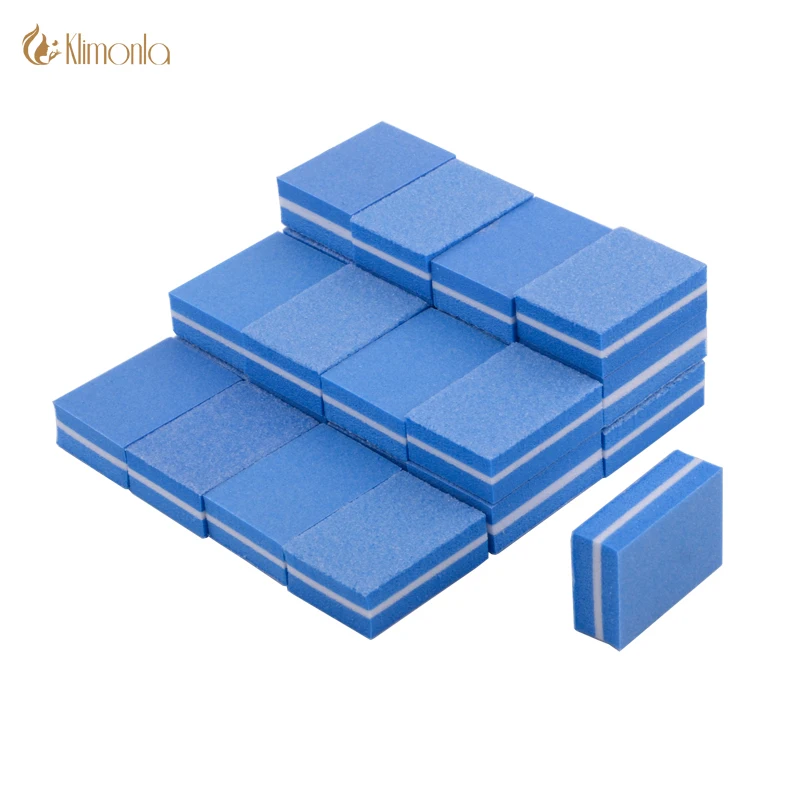 

50Pcs/Lot Professional Sponge Nail File 100/180 Grit Blue Square Block Files Polishing Nail Art Manicure Beauty Care Supplier