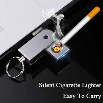 

Stainless Steel Keychain USB Lighter Without Battery Mini Electric Lighter Dropshipping 2020 Best Selling Products