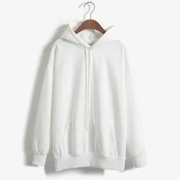 

Women Drawstring Lady Hooded Outswear Female Street Loose Short Pullover