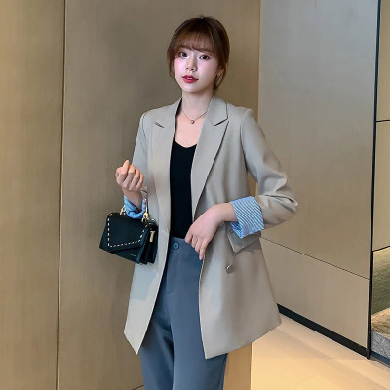

Spring 2020 New Women's Solid Color High Quality British Style Tops Female Fashion Casual Slim Professional Suit Coats