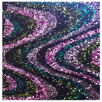 

2 yard 5mm Sequins Embroidered Fabric Large Wave Flowers Suede Bottom designer diy Dress Stage Clothes Luggage Shoes material